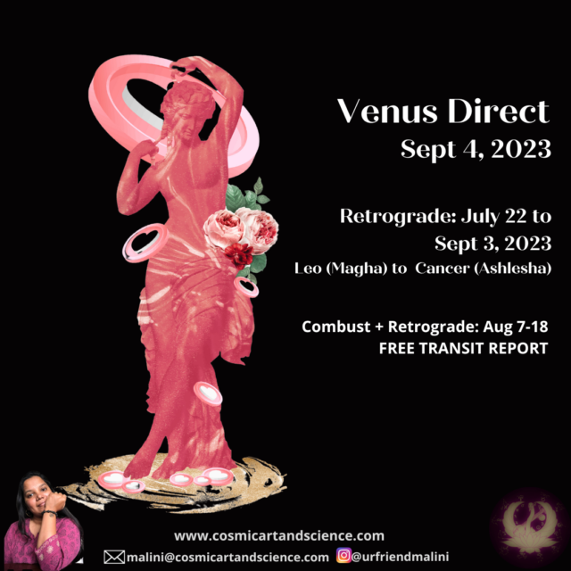 Venus Stationary Direct, Sept 4th 2023